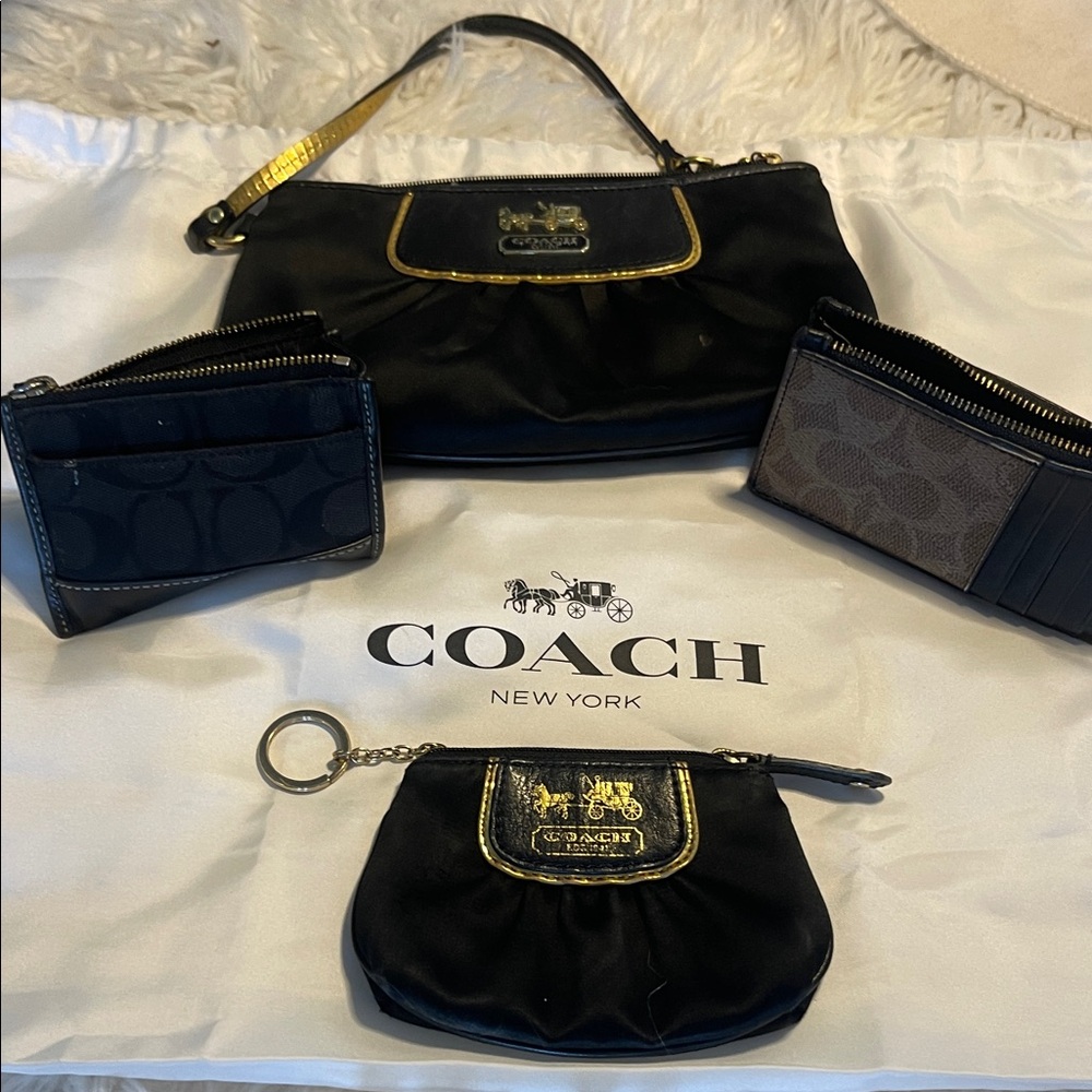 Coach Black and Gold Clutch and Wristlet Set